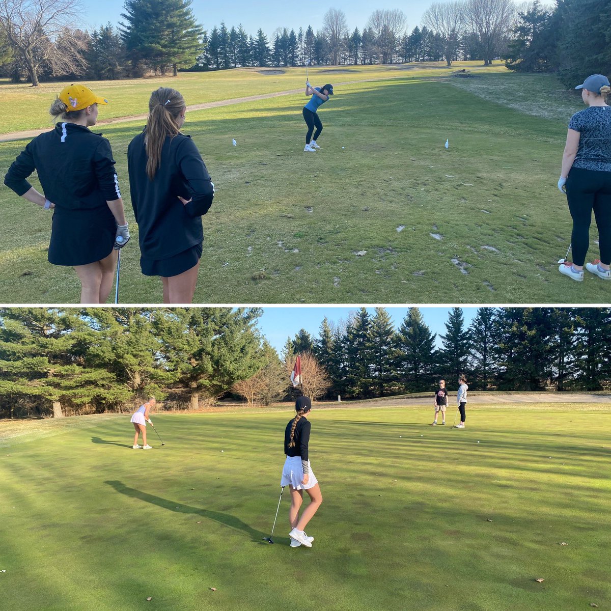 UWOGolf's tweet photo. Feels great to be 🏡⛳️⛳️
A perfect evening for practice. Hoping the ⛈️🌧️ stays away this weekend
#mefirstforus #GoldStandard
@UWOshkoshTitans https://t.co/iEfwcbmJ1Z