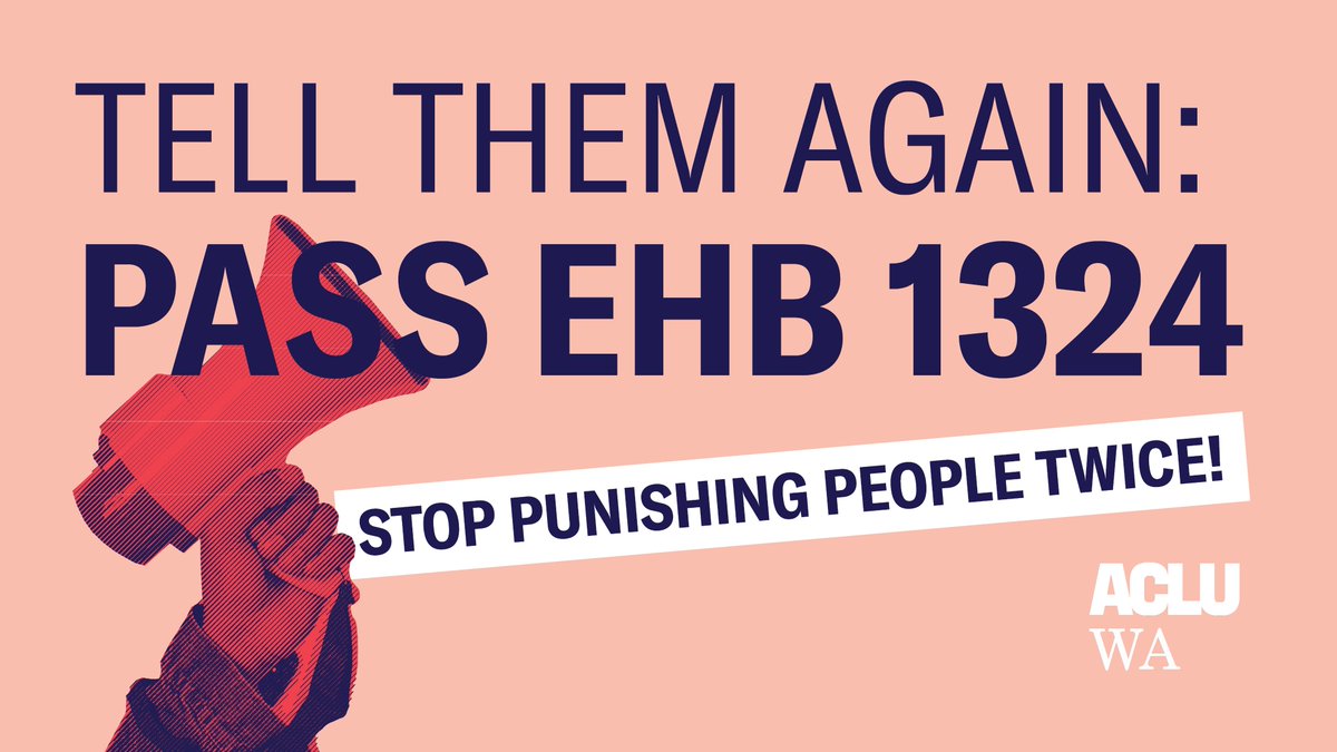 🗣Tell the Senate: Restore retroactivity to EHB 1324!

WA can stop punishing people for the same conviction AND help people who have already been hurt by this practice.

Tell your Senator to pass a bill that helps as many people as possible ⬇ 
aclu-wa.org/pages/tell-sen…