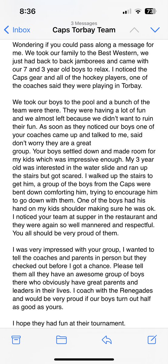 Winning is nice but receiving emails like this about your team and their gentlemanly  behaviour is even better. So proud of our fine young men. 💕 <a href="/SJMHA/">St. John's Caps</a>