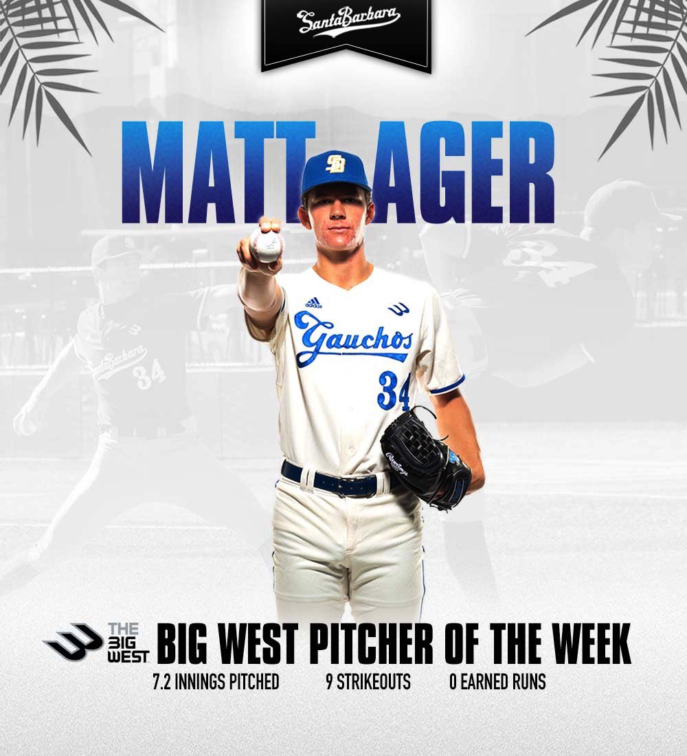 Congratulations <a href="/mattager1/">Matt Ager</a> on being named the Big West Pitcher of the Week!

#GoChos