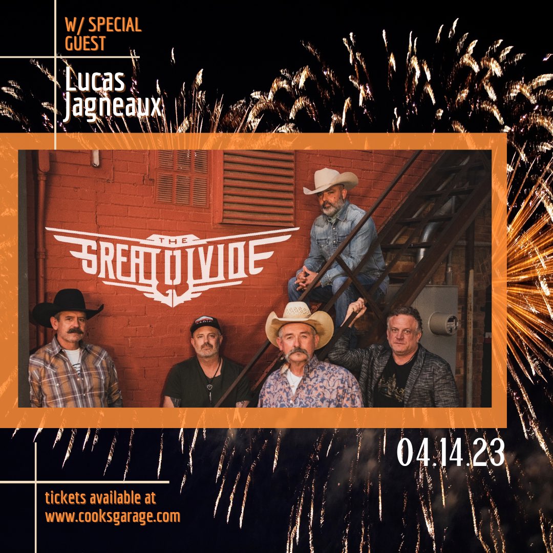 CookGarage's tweet photo. The Great Divide is coming back to the garage April 14th in the bus barn with @LucasJagneaux
•
•
Get your tickets at https://t.co/SxBPEc4t1M this is one you won’t want to miss!! #cooksgarage #thegreatdivide #tgd #lubbock #lubbocktx #lubbockconcert #lubbockintheloop https://t.co/YtFEuGaAlV