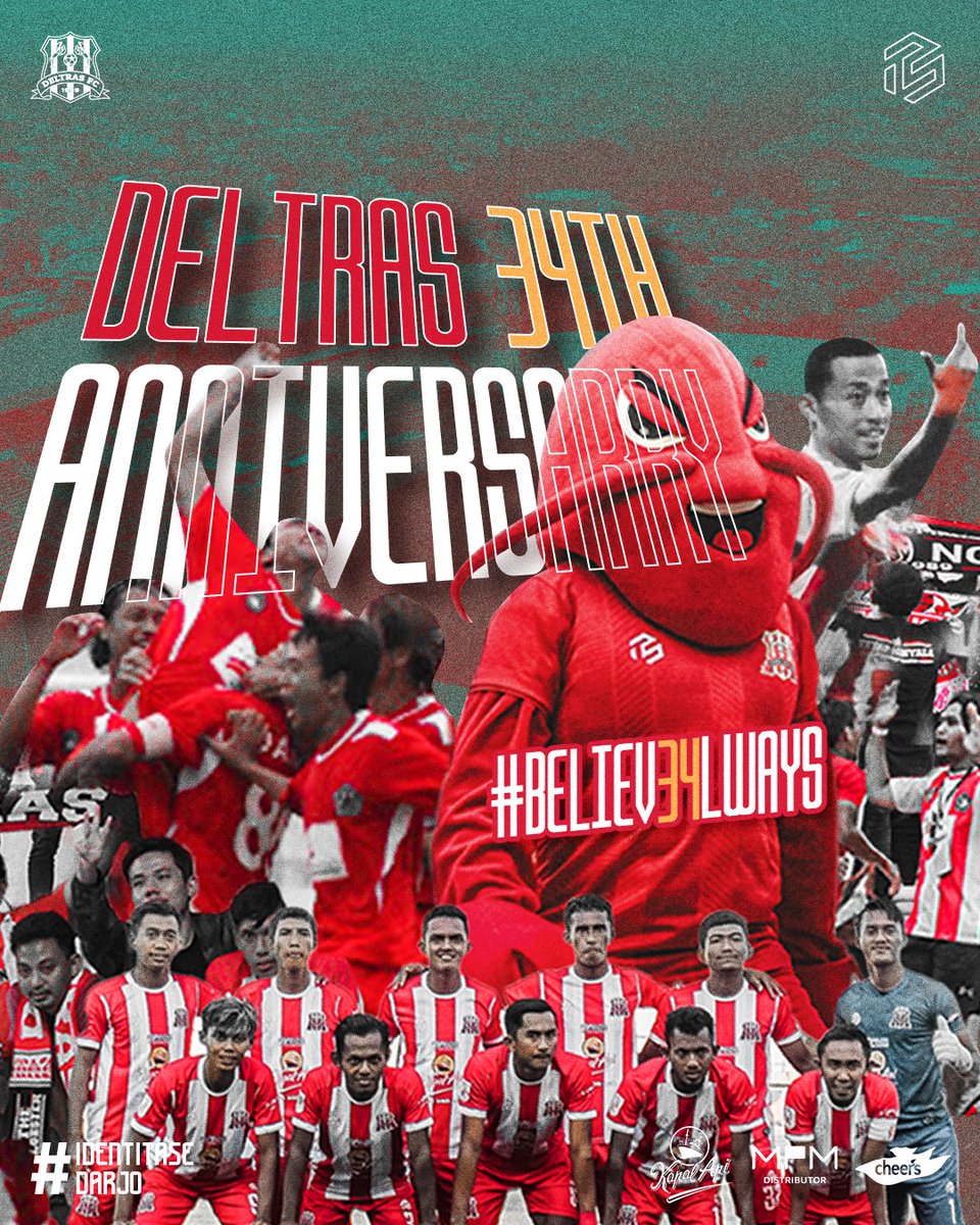 #BELIEV34LWAYS

Genap 34 tahun umur kita bertambah, perjuangan akan tetap berlanjut demi menoreh sejarah untuk bumi delta!

Terimakasih atas dukungan serta semangat kalian.
This is our day tras! 🦞

#DeltrasFC #HUTDeltrasFC #DeltaMania #DeltrasFC34Tahun #IdentitaseDarjo