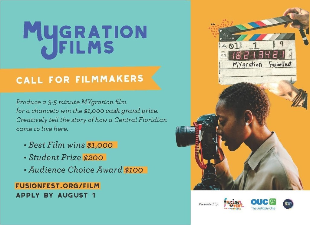 Filmmakers! Our April line-up of films will be announced very soon but, in the meantime… 

FusionFest is accepting applications for this year's MYgration Film Contest. (The MYgration folks will provide the subject to be filmed.)

GRAND PRIZE: $1000. … instagr.am/p/Cq36MkjsCXZ/