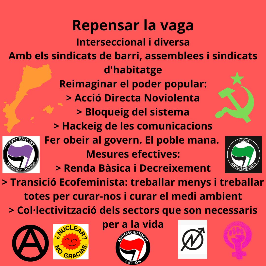 RevolucioCAT's tweet photo. El #1deMaig s'apropa: Podem sortir al #carrer com sempre o començar a deixar aquest #sistema per fer realitat les diferents #lluites i #evolucionar la forma que habitem, curant-nos i curant l'entorn amb #decreixement. #TreballarMenys i #TreballarTotes. https://t.co/h9AF37dQMv