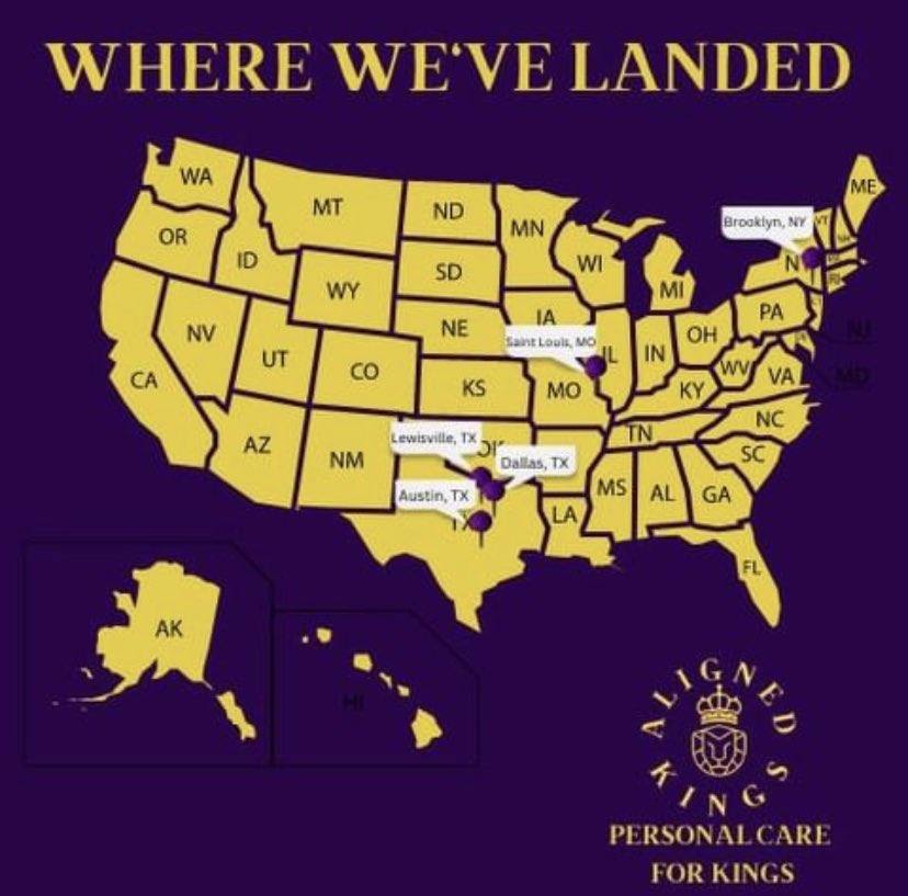 AlignedKings's tweet photo. The Aligned Kings brand is quite literally going places! 🛫📦

Since launch of the brand in June 2022, we have had the pleasure of expanding our reach to our customers in a few notable cities around the United States!

Aligning the mind, body and spirit one product at a time. 👑 https://t.co/i4Qy7Y4vNO
