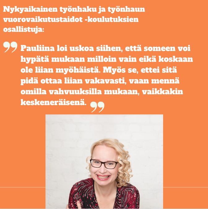 Kindafi's tweet photo. Haluatko tehdä oman asiantuntijuutesi näkyväksi verkossa? Lähde oppimaan uutta Pauliinan valmennuksessa, kuten tyytyväinen osallistuja. Yhteydenotolla https://t.co/8zQ7GePoEL pääset eteenpäin.
#kindasome #osaaminenesiin #työnhaku #asiantuntijaviestintä https://t.co/1Nr5JEYs6e