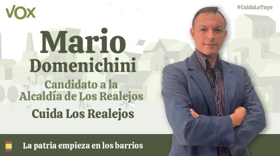 Nuestro apoyo al próximo Alcalde de #LosRealejos 
Mario Domenichini
@MarioRm78 
#CuidaLoTuyo 
🇪🇸💚💪🏻