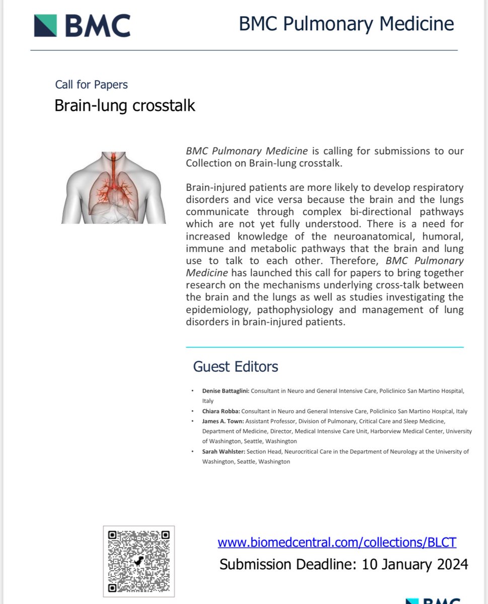 New special issue - Brain Lung crosstalk <a href="/chiara_robba/">Chiara Robba</a> <a href="/BioMedCentral/">BMC</a>