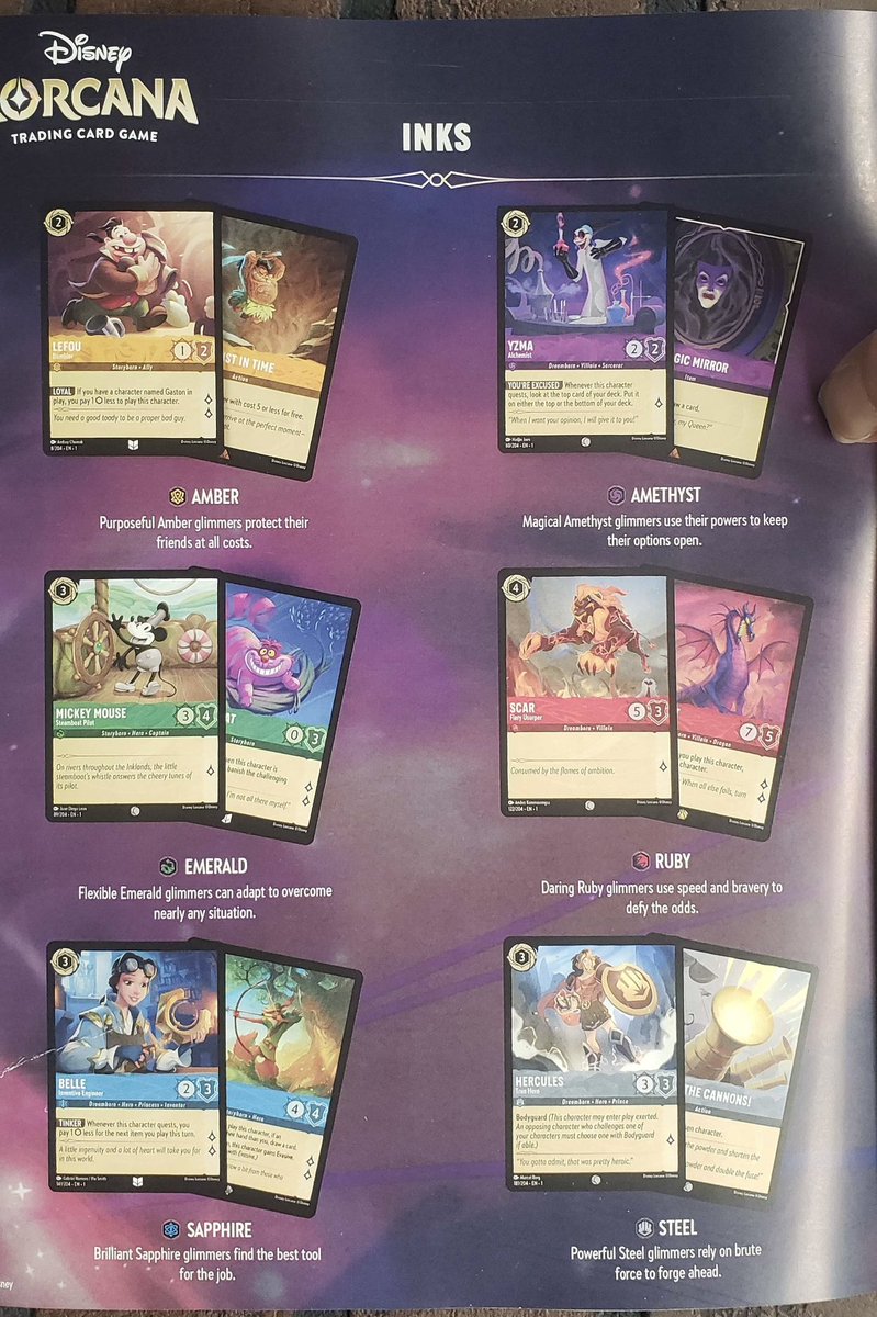 coflorcana's tweet photo. First let me give ALL credit to @Geeks1st  for these images. But here are all the images from the GTM magazine for #lorcana https://t.co/FXyqGsM6VY