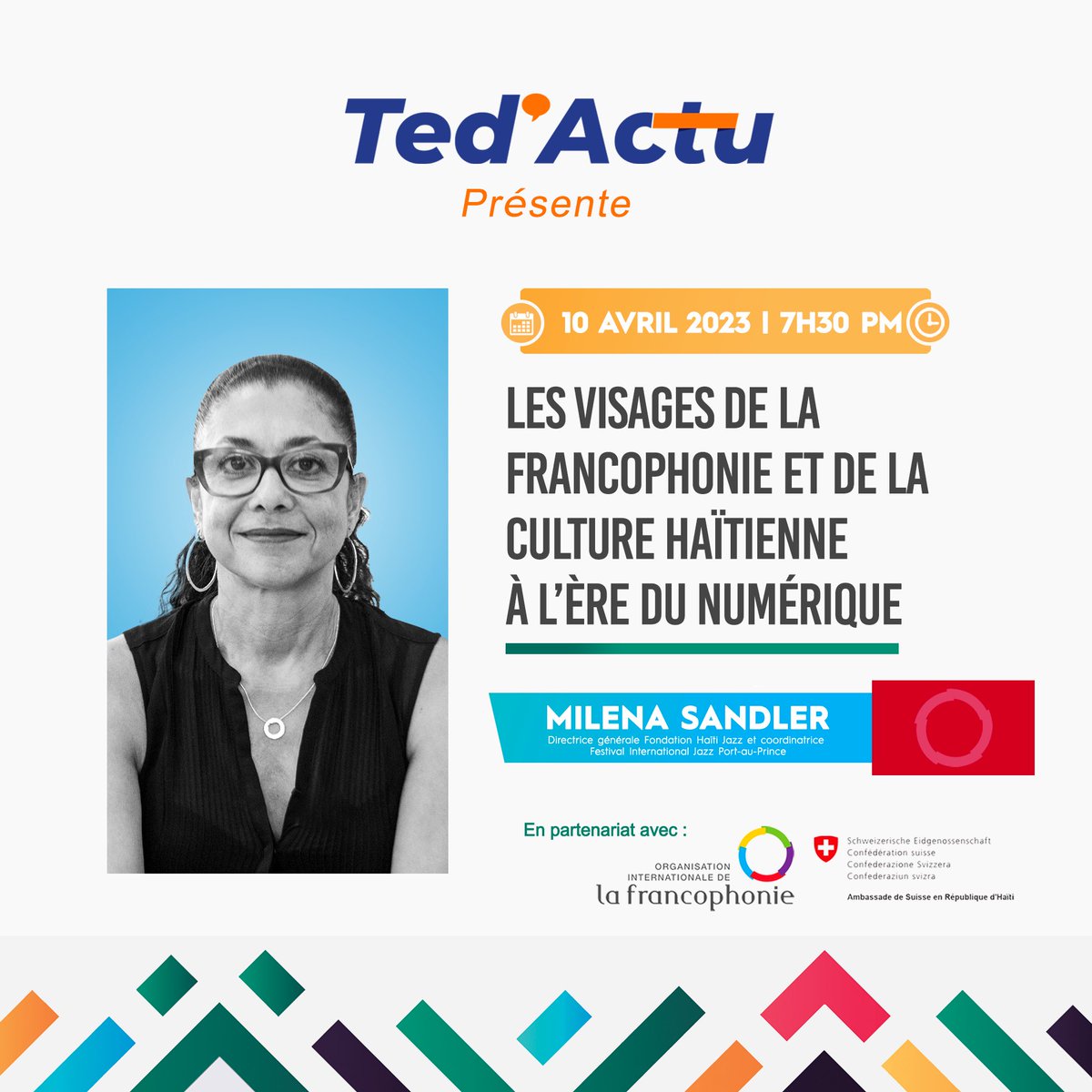 🗣️ “Un contenu culturel c’est un contenu dans lequel un artiste, un créateur exprime son identité culturelle.”

💬 Très instructif échange avec <a href="/MilenaSandler/">milena sandler</a>, cood. <a href="/PAPJazzHaiti/">PAPJAZZ Festival</a>, à découvrir ce soir, 19h30 🇭🇹, à suivre sur <a href="/tedactu1/">Ted'Actu</a> 

<a href="/Gregoryleroi/">Greg</a> <a href="/RepcalOIF/">Repcal-OIF</a>