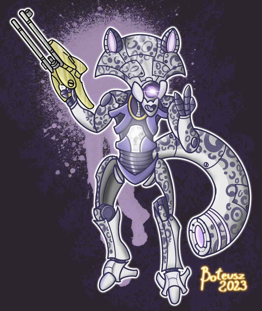 Some poor snow leopard (@kaisenso) stepped into the radiolarian lake and ended up as a Vex Goblin.
Strange looking one too - ears and tail are a curious novelty among that kind.

#TFTuesday #TFEveryday #transfur #TF