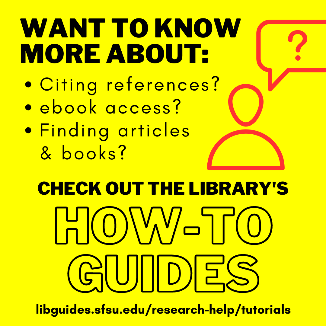 sfstatelibrary's tweet photo. The #jpllibrary has a number of How-To Guides, videos, and other online resources to assist you with your research! Find it at https://t.co/p6Pq17hYKJ. https://t.co/7gLiXWJXy8