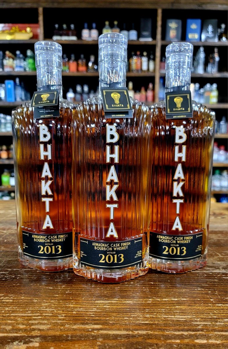 @BhaktaSpirits got into the bourbon game!!! 9.5 year old bourbon with a 99% corn mashbill finished in Armagnac barrels. #bourbon #armagnac