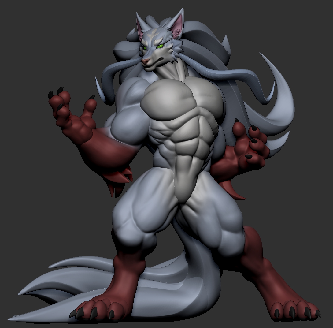 ManuelDeJorge's tweet image. less bulk~ more definition~ still working on overall composition~ #WIP #fel #fenrir