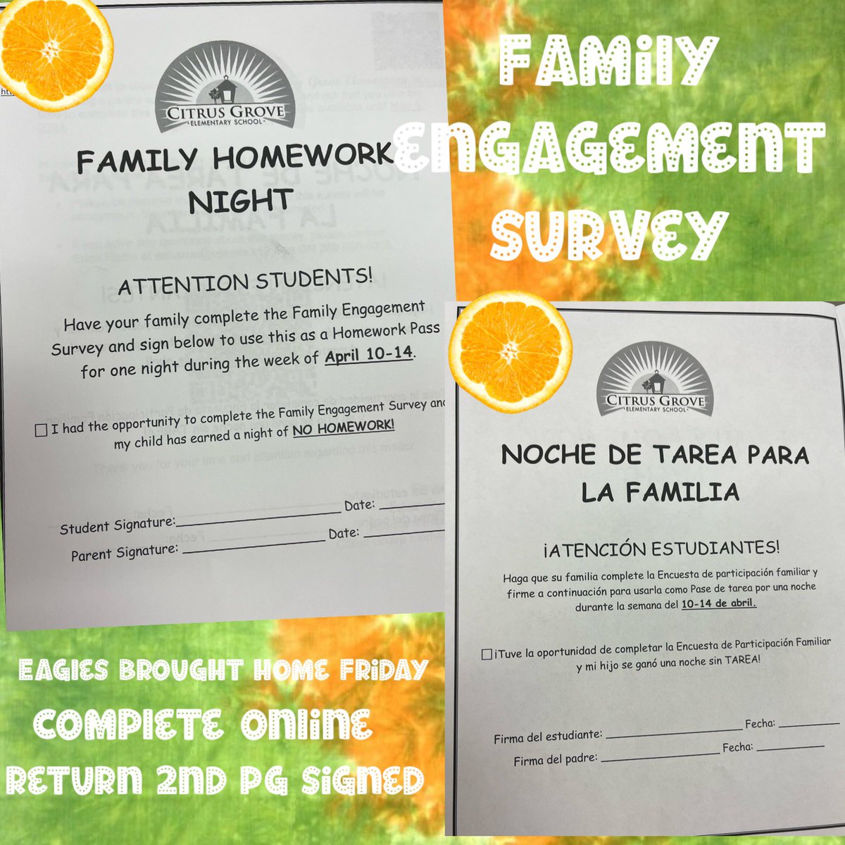 Eagle families <a href="/CitrusGrove_VCS/">Citrus Grove Elementary, Deland FL</a>. Many important papers headed your way. 
1- Square 1 Art examples &amp; information to order <a href="/MrGarait/">Frank Garaitonandia</a> .
Order due by April 24th!
2-Family Engagement Survey - scan QR code on paper sent home. Return signed paper. We appreciate your feedback. #cgeeagles