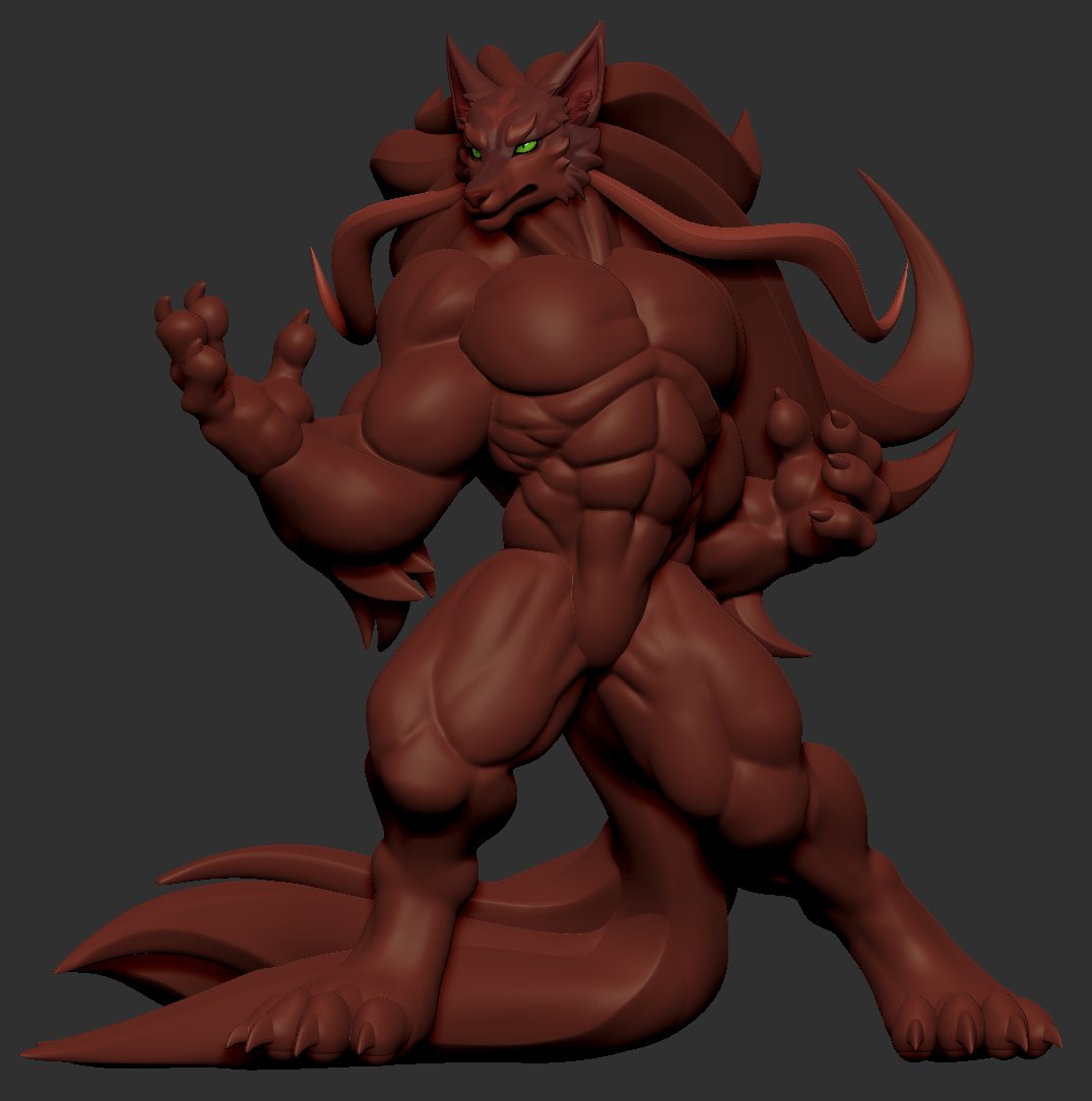 ManuelDeJorge's tweet image. less bulk~ more definition~ still working on overall composition~ #WIP #fel #fenrir