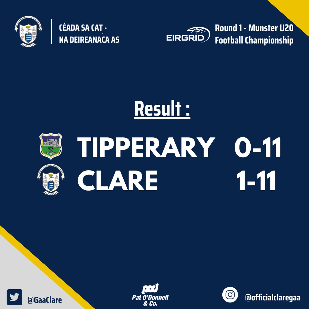 Full time in Semple Stadium . A victory for Clare . Well done lads.