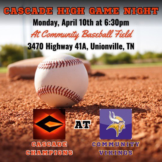 CascadeBasebal1's tweet image. TONITE in UNIONVILLE! @Cascadeathleti1 #BuildingChampions #CascadeBaseball #WeAreCascade @tlsheff1 @WillCarter13 @communityvikin1