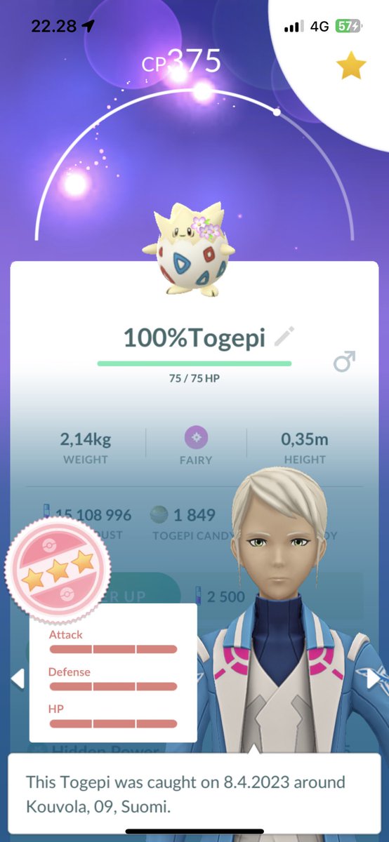 Kiroosa's tweet photo. Nice event! 🤩
122 Chanseys caught (+3 tasks still waiting): 3 of them were shiny. Also 100% Togepi and shiny Munchlax hatched!
#pokémongo #pokémon #chansey #hundo https://t.co/NWVdK668M3
