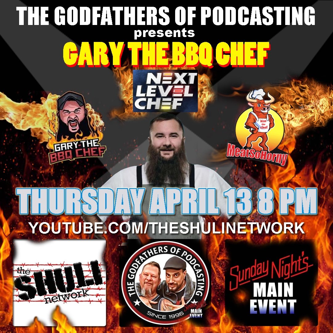 This week we welcome @garythebbqchef2 to the show. We are gonna talk his love for BBQ and alcohol and his awesome spice rubs and his time on @nextlevelcheffox 8pm est. April 13 LIVE on the @shalomshuli network #garythebbqchef #shulinetwork #meatsohorny #barsys #bbq #snmeradio