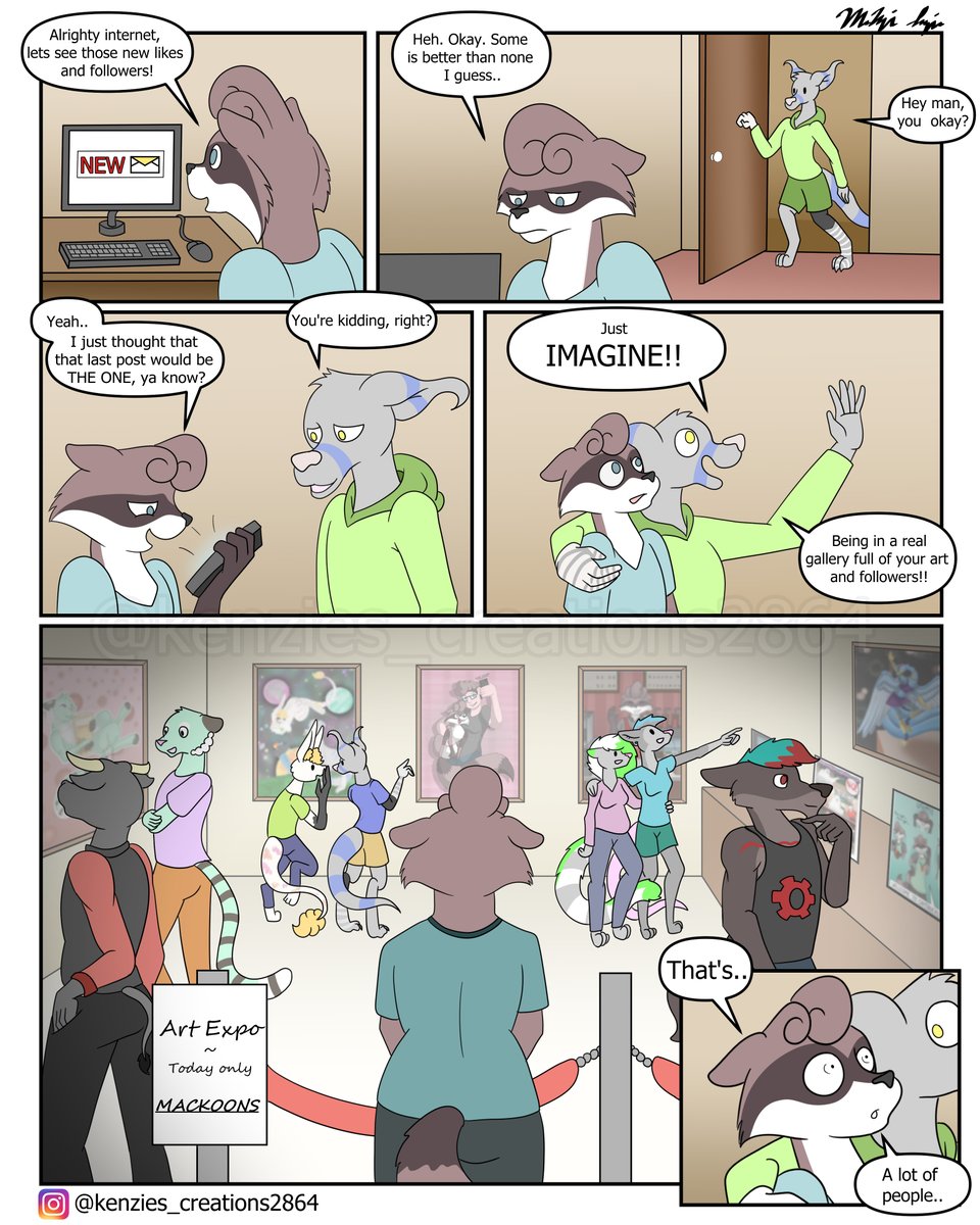 mackoons's tweet photo. A redraw of a comic I made in 2020. Check out the OG at https://t.co/MMsKMaTex5

#comic #finished #furry #painting #artist #motivation #funny #raccoon #raccoonsofinstagram #furryart #furrycomic #sketch #art #redraw https://t.co/AUpsAi43Ul