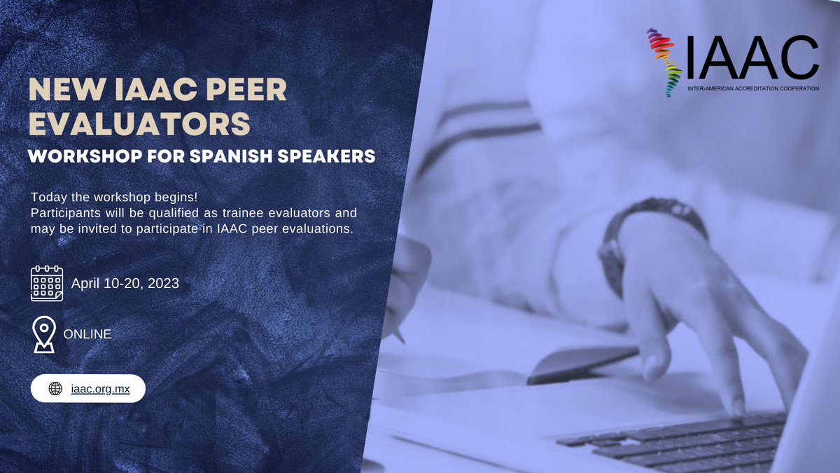 IAAC_Official's tweet image. The IAAC new peer #evaluators workshop for Spanish speakers begins today. It is being held remotely from April 10-20, 2023, 2 hours daily. IAAC will train 30 peer evaluators in different MLA scopes. The strength of the #MLA relies on its qualified peer evaluators.