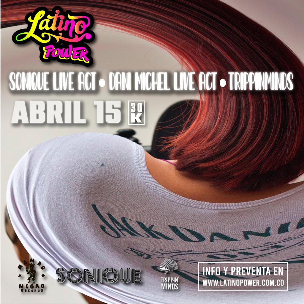 Este sábado &gt;&gt; 15 de abril &lt;&lt;  tendremos una noche a cargo de un line up de lujo: 
<a href="/trippinminds/">Trippinminds</a> + <a href="/danielmichelmn/">Daniel Michel</a> Live act y <a href="/sonique_musique/">Sonique</a> 💥

Preventa 30k
en LATINOPOWER.COM.CO 

Apoya @mambonegrorecords 

#envivo #chapinero #latinopower #liveact #emv #trippiminds