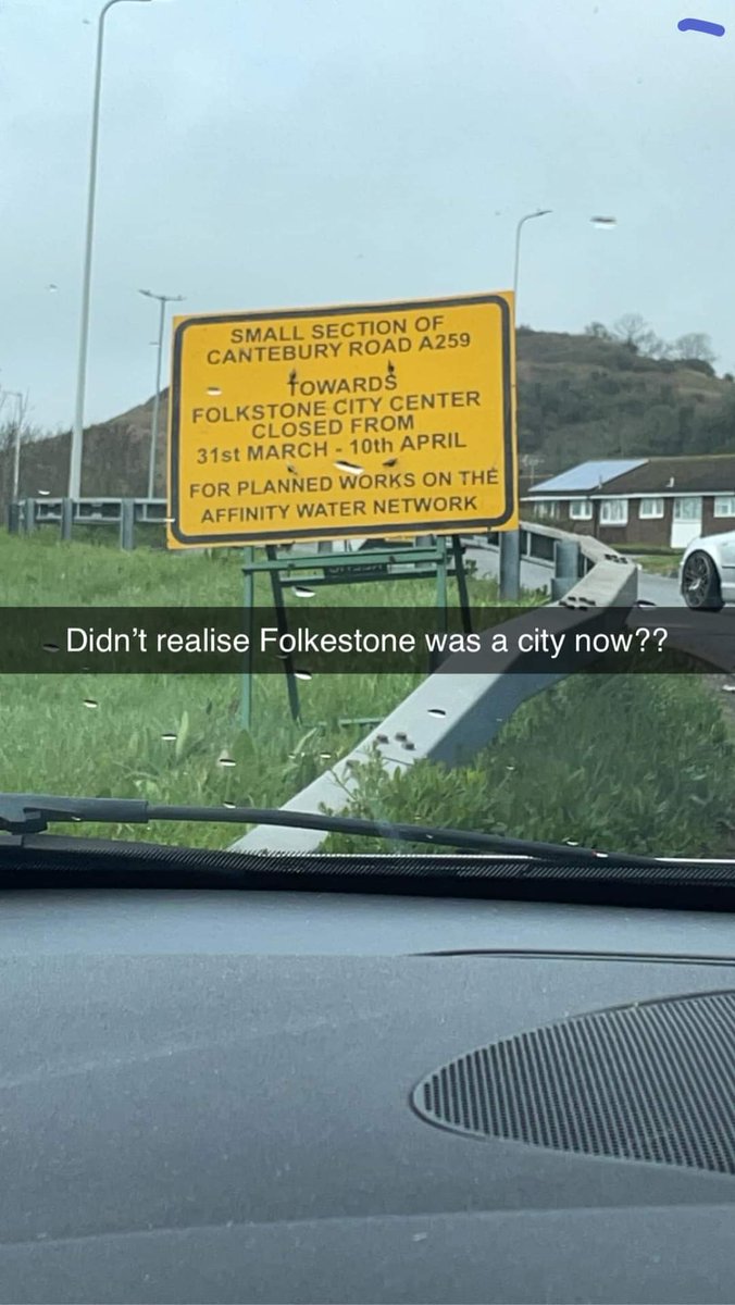 2468MWay's tweet photo. @AffinityWater for Future reference it's Folkestone and Canterbury and also #FOLKESTONE isn't a City.
#embarrassing https://t.co/tFjOd2bJs9