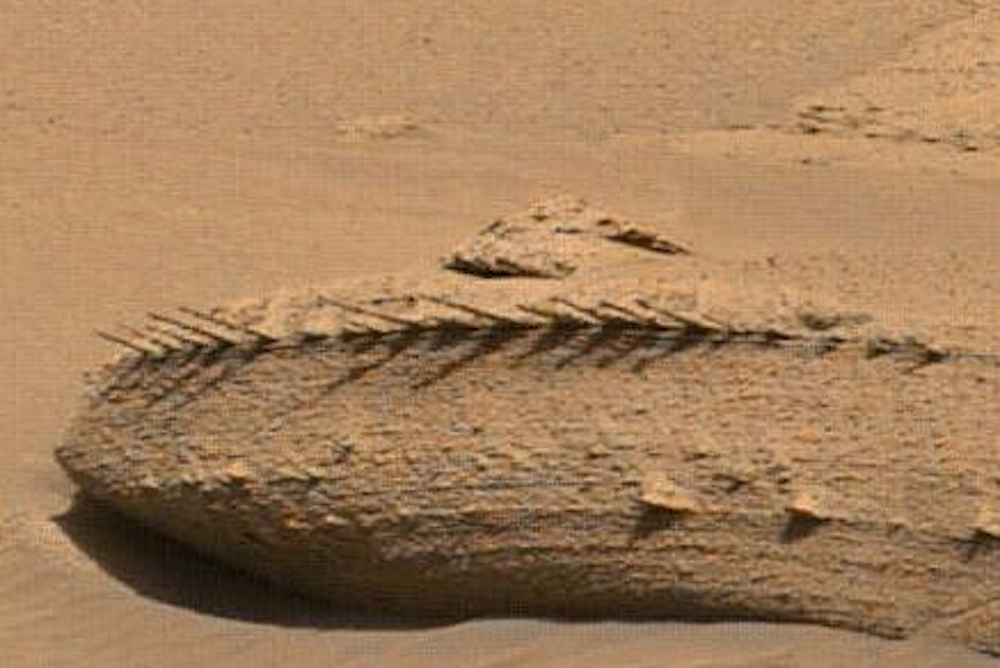 paulsanderson's tweet photo. This is interesting, the Curiosity rover on Mars has spotted some blocky rocks with odd linear and regular-spaced "spikes" on them. Sol 3786. 🤔

A larger gigapan with these and other similar features is here: https://t.co/2mX5GCTjrH

Credit: NASA/JPL-Caltech/MSSS/fredk (PH) https://t.co/f0zGyVeGpZ
