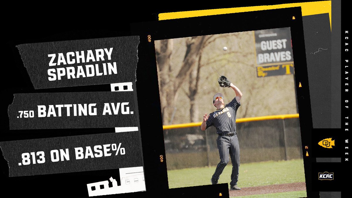 BravesAthletics's tweet photo. .@Ottawa_Baseball Zachary Spradlin has been named KCAC Player of the Week for his efforts in OU's games against Saint Mary and (20) McPherson last week. Congratulations Zachary! #BraveNation https://t.co/FMrzFfWj9f