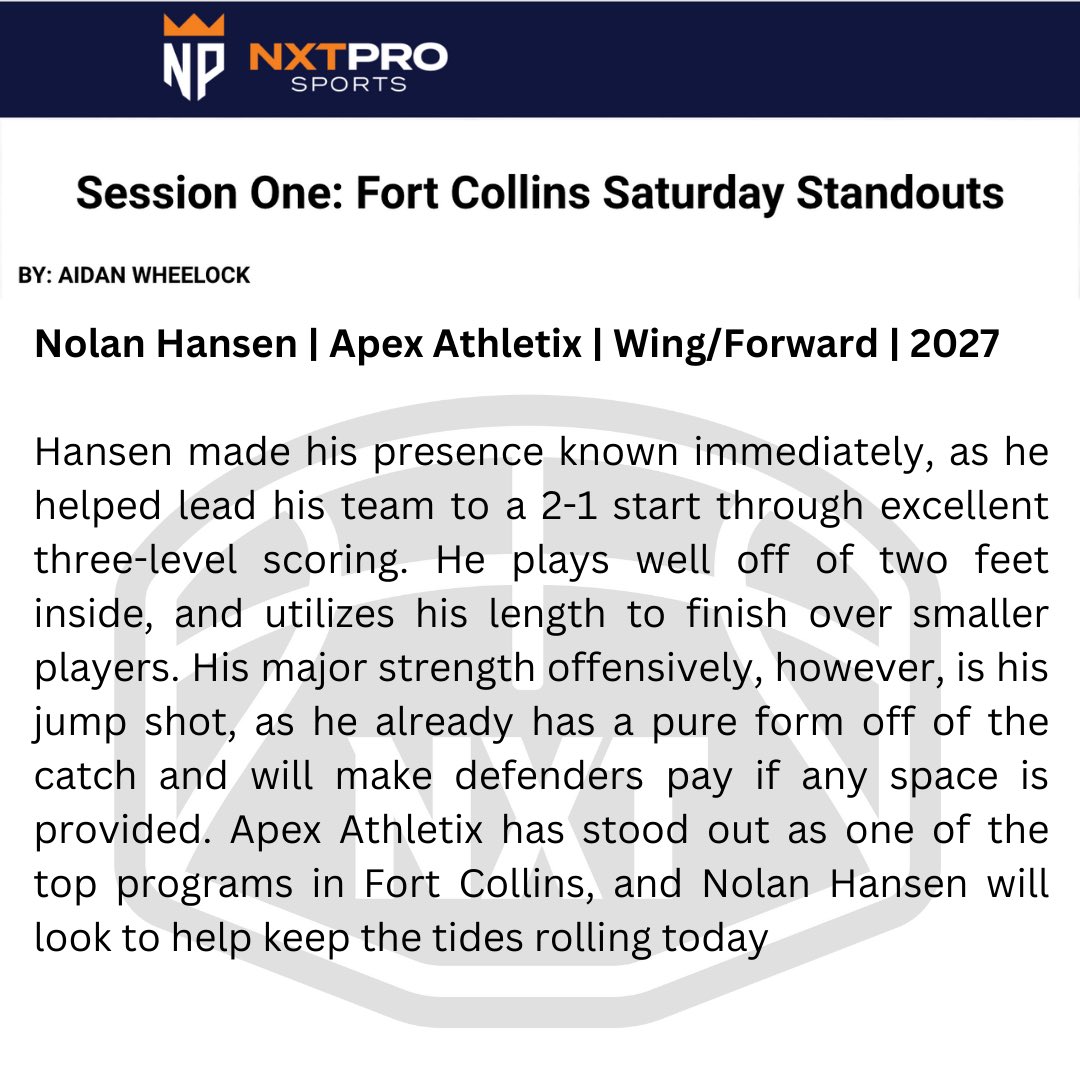 APEX ATHLETIX (@apexathletixaz) on Twitter photo <a href="/newbalancehoops/">New Balance Basketball</a> <a href="/PRO16League/">PRO16/NXTPRO League</a> NXT Session 1, Ft. Collins, CO Standouts Part2. Thank you <a href="/NxtProHoops/">NXTPRO Hoops</a> @NXTPROAZ <a href="/EthanPiechota/">Ethan Piechota</a> <a href="/aidanwheelock/">Aidan Wheelock</a> for taking the time to watch our APEX ATHLETIX teams compete and for the write ups and exposure of our #apexathletes! <a href="/newbalancehoops/">New Balance Basketball</a> <a href="/PRO16League/">PRO16/NXTPRO League</a> NXT Session 1, Ft. Collins, CO Standouts Part2. Thank you <a href="/NxtProHoops/">NXTPRO Hoops</a> @NXTPROAZ <a href="/EthanPiechota/">Ethan Piechota</a> <a href="/aidanwheelock/">Aidan Wheelock</a> for taking the time to watch our APEX ATHLETIX teams compete and for the write ups and exposure of our #apexathletes!