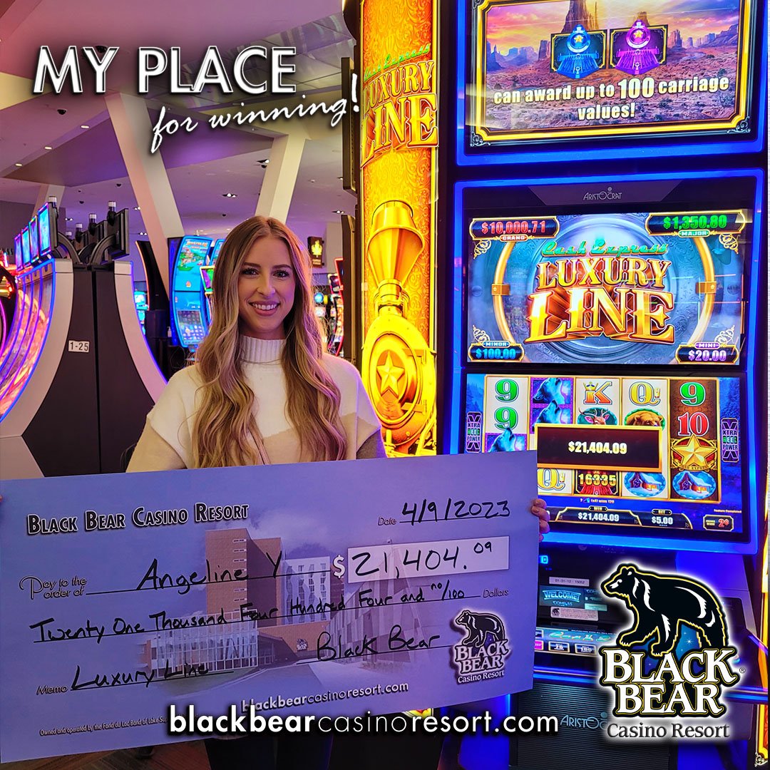 Did somebody say JACKPOT?! 📷📷 That's a BIG WIN for Angeline Y. on Luxury Line! Congratulations on $21,404.09! 📷📷 #MyPlaceForEntertainment #BlackBearCasinoResort #BBCR #win #MyPlaceForSlots #Jackpot #luxuryline