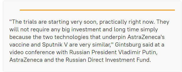 LucasLealMontes's tweet image. Empecemos por recordar esto:
"“Las dos tecnologías que sustentan la vacuna de AstraZeneca y Sputnik V son muy similares” — Alexander Gintsburg, director del Centro Gamaleya (fuente: Sputnik News)