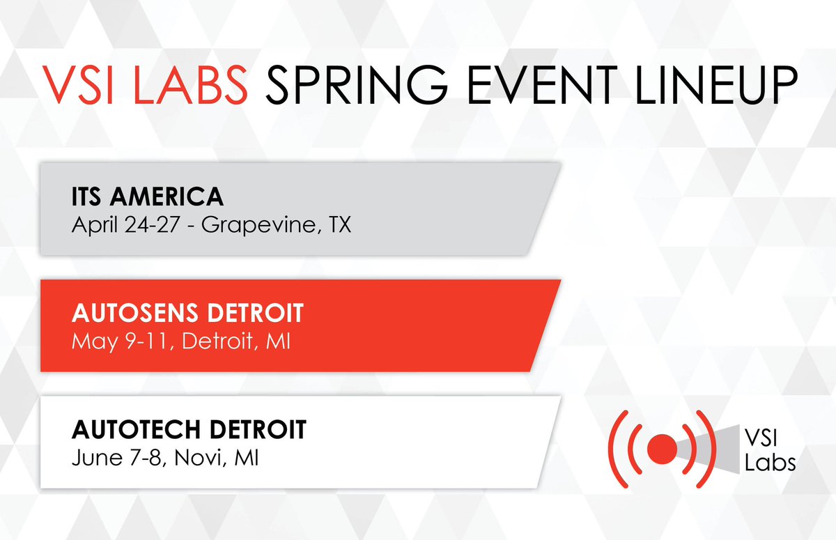 We’re gearing up for an exciting series of events this spring? Will we see you at any of these shows? Let us know! 

#vsilabs #adas #autonomousvehicles #sensortechnology #mobility #conference #event