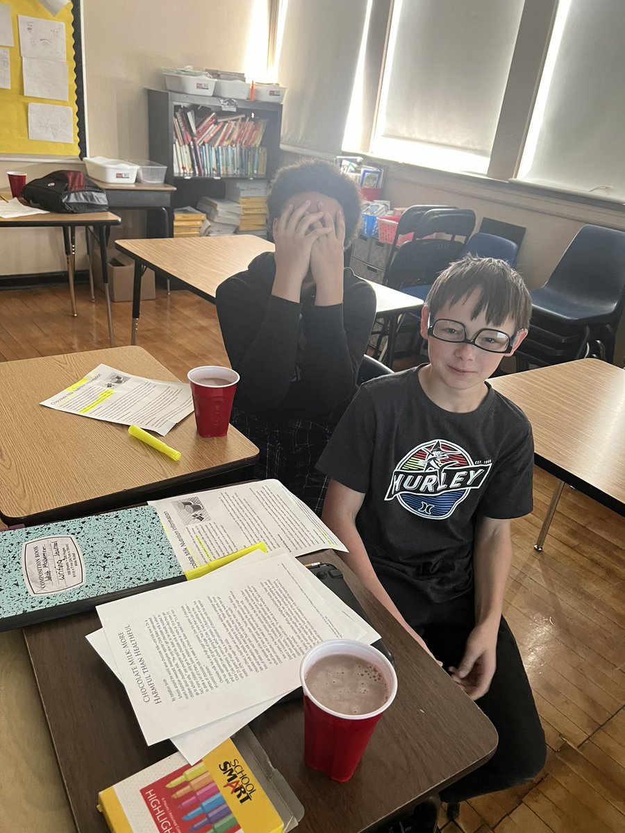 Kieramcnu's tweet photo. Today was a great day finding the argument reading Chocolate milk while drinking chocolate milk! #fmsteach #fultonproud https://t.co/nw4TnDI9GJ