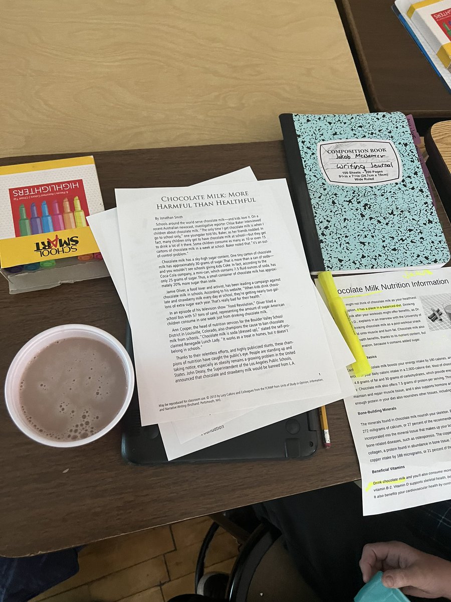 Kieramcnu's tweet photo. Today was a great day finding the argument reading Chocolate milk while drinking chocolate milk! #fmsteach #fultonproud https://t.co/nw4TnDI9GJ