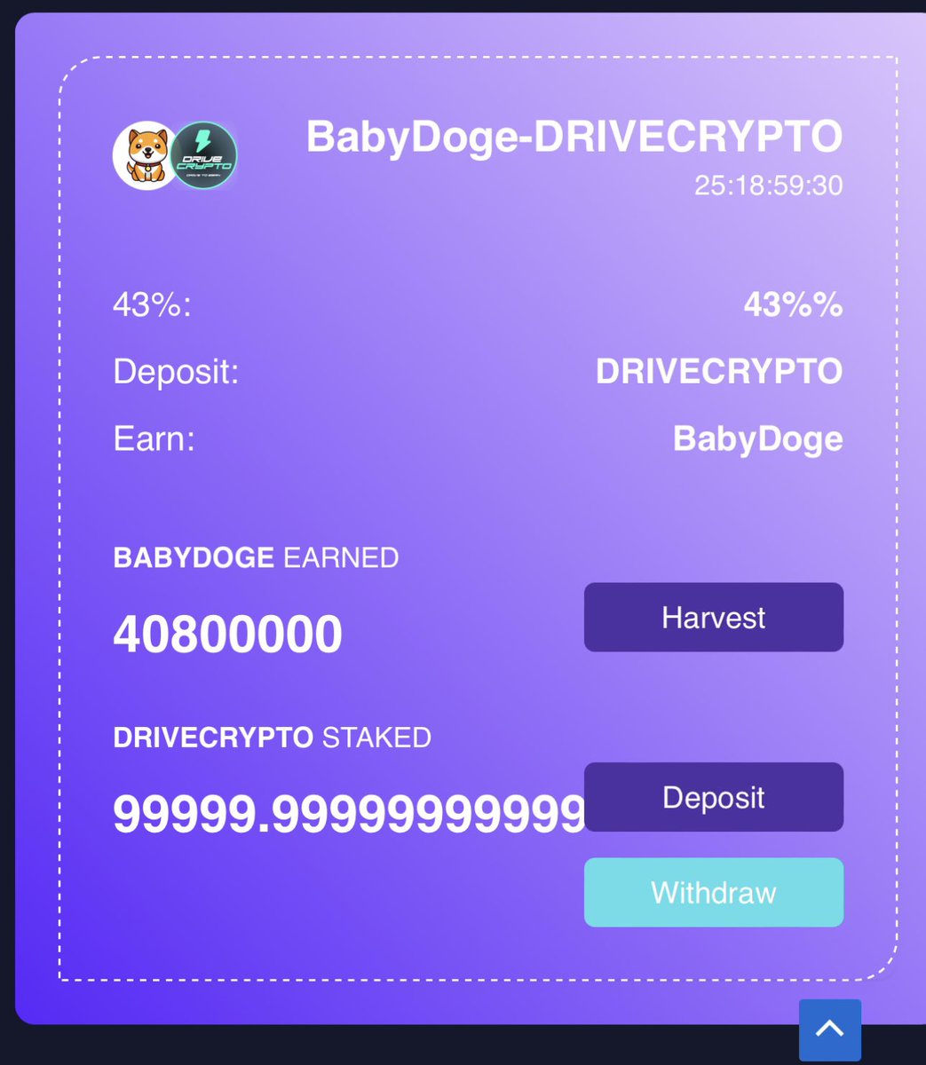 DriveCryptoApp's tweet photo. 🔥SUPER STAKE AVAILABLE🔥

⚡️ DEPOSIT #DRIVECRYPTO AND 
⚡️ EARN #BABYDOGE

👉🏻 https://t.co/4A98XuhWQC

🚀 START NOW ! https://t.co/NFMbiONae6