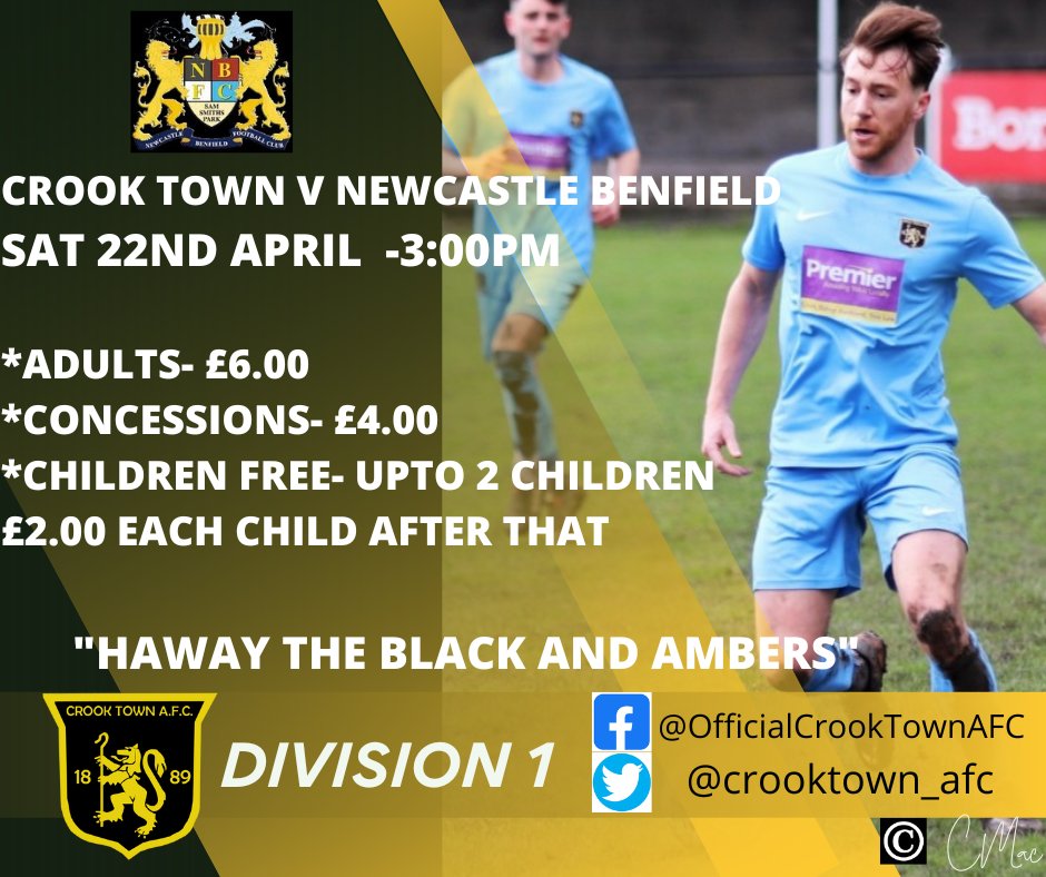 3 games of the season remaining...... Will you join us for the last leg of the season? 

<a href="/westaucklandfc/">West Auckland Town FC</a>
<a href="/redcarathleticf/">Redcar Athletic FC</a>
<a href="/NBFC_Official/">Newcastle Benfield FC</a>
🖤💛