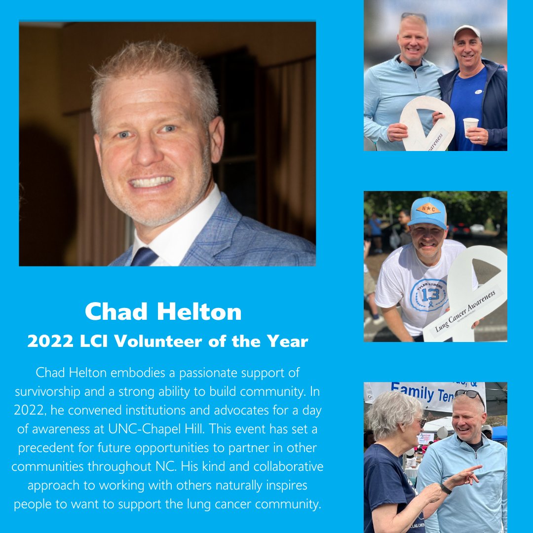 April is National Volunteer Month, an excellent opportunity to celebrate the impact of  our volunteers. We could not think of a better way to celebrate this month than by introducing Chad Helton, LCI's 2022 Volunteer of the Year! 

#nclungcancer #VolunteerAppreciationMonth