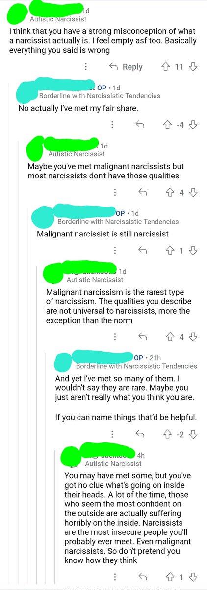 SweetPeaNarc's tweet photo. "I forgot this place is filled with clueless people who self diagnose" there were several people diagnosed with NPD who tried correcring you and you brushed them off 😭😭

// there were some slight alterations of the text in image descriptions in order to fit the whole convo https://t.co/rep5JnijUy