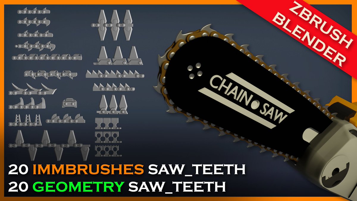 Dimas_Alcalde's tweet photo. Get ready to unleash the power of the electric saw in your 3D creations  with this new pack of saw teeth IMM brushes! They're so realistic, your  models will be cutting edge!  https://t.co/JUobNPkVjt #sawteeth #electric #3Dmodeling #Blender #ZBrush #cuttingedge #unleashthepower https://t.co/fbGnHXEvRO