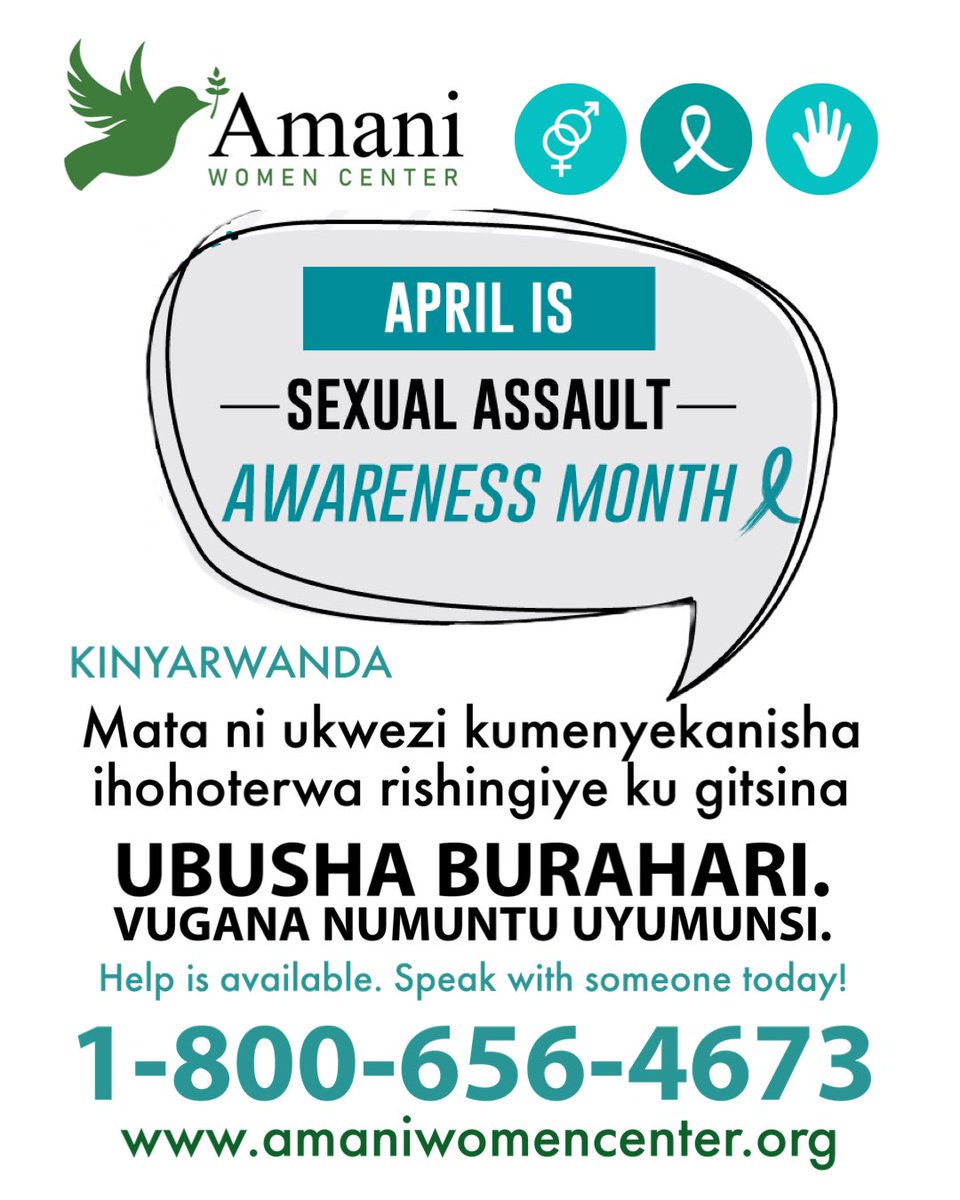 amaniwcenter's tweet image. “Seven out of 10 sexual assaults are committed by someone who knows the victim.”
#cjcc #sasprogramming #sexualassault #victimsupport #amaniwomencenter
#ethiopiancommunityofatlanta, #ATLEritrea #cocomatl@atl_congo #cityofclarkston, #outreach,
amaniwomencenter.org
