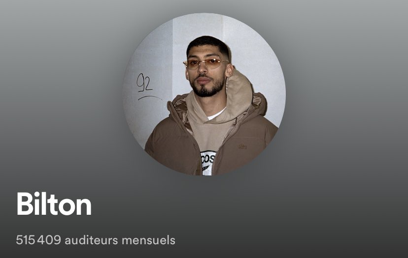 Bilton dépasse la barre des 500.000 auditeurs mensuels sur Spotify félicitations à lui ! 🏴‍☠️