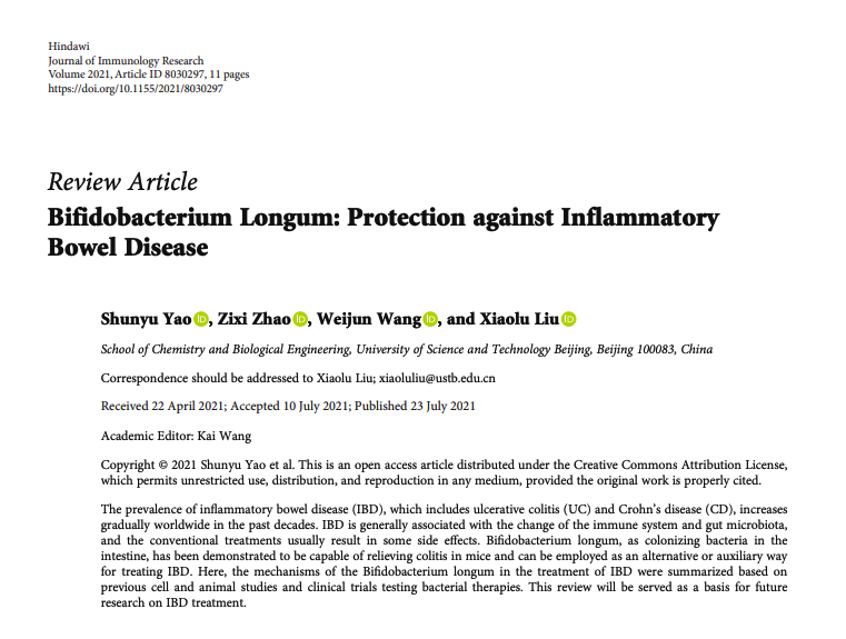 lumosbio's tweet photo. J. of #Immunology Research '21 

"Bifidobacterium Longum: Protection against Inflammatory Bowel Disease" #IBD #inflammation

https://t.co/XlZpxAwrIJ https://t.co/RKGV8RsFnO