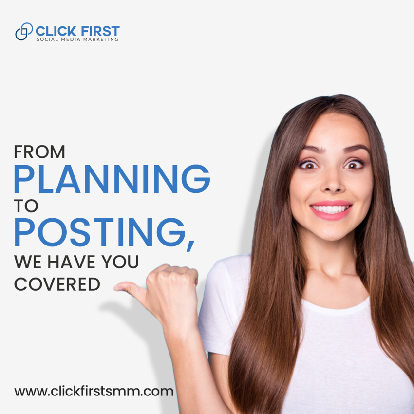 At Click First SMM, we're your one-stop shop for social media.

We've covered you with our comprehensive SMM services from planning to posting. 

Learn more about our services on our website: clickfirstsmm.com

#socialmediamarketing #digitalmarketing #socialmedia #marketing