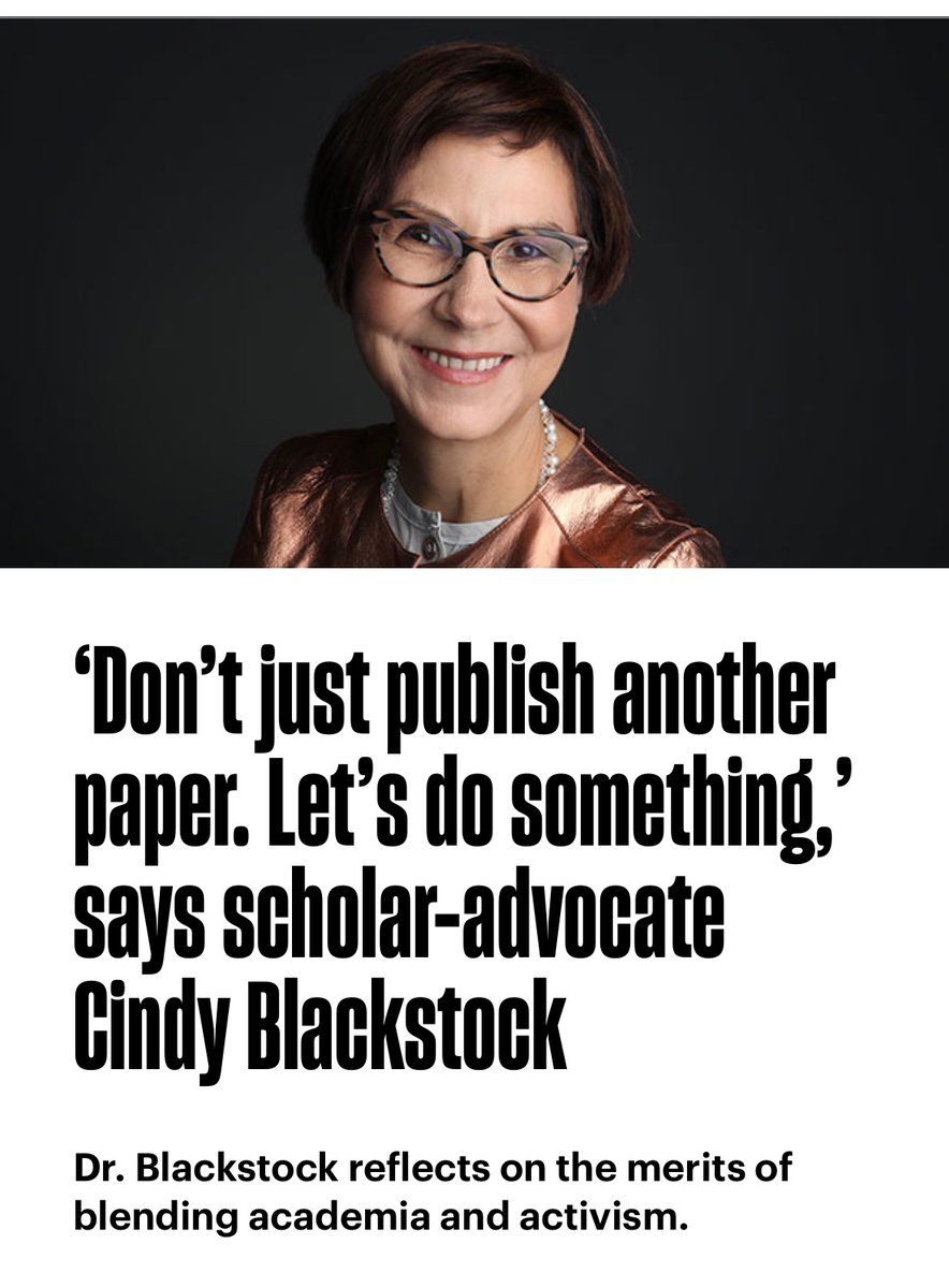 Dr. <a href="/cblackst/">Cindy Blackstock</a> “Academia needs to hire a lot more people who are willing to get into trouble. Academia and activism should co-exist.” #cdnpoli  #phdchat  universityaffairs.ca/features/featu…