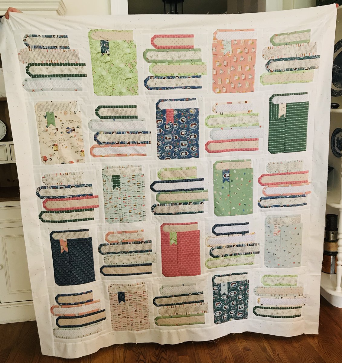 My book quilt top is done! 

Sooo many little pieces and seams, so it’s super wonky (not square) but once it’s quilted and trimmed no one will notice. 😜

Anyway, I love it. Now I need a break. haha