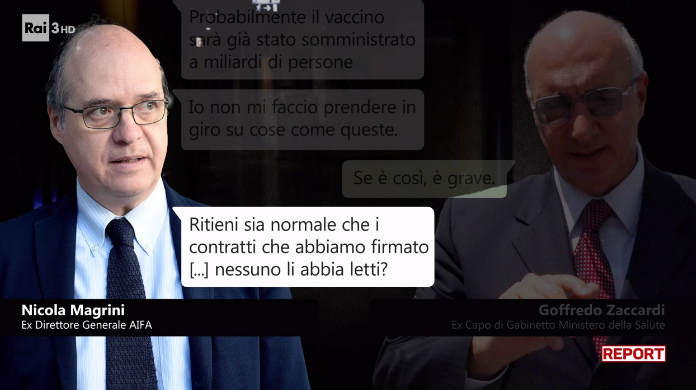 reportrai3's tweet photo. Dall’inchiesta di Bergamo emerge che sul contratto dei vaccini Pfizer si navigava nel buio. Persino Nicola Magrini si infuriò perché i dati grezzi non sarebbero stati disponibili prima del dic 2024: comprare a scatola chiusa  per milioni di persone lo riteneva assurdo #Report https://t.co/zaGU3BCxfI