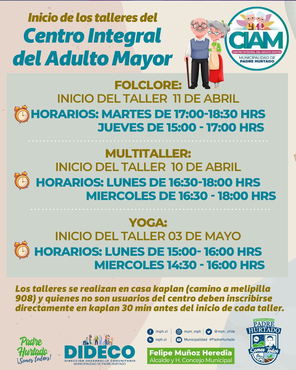 INICIO TALLERES DEL CENTRO INTEGRAL DEL ADULTO MAYOR 👵🏼👴🏽♥️  

#PadreHurtadoSomosTodos