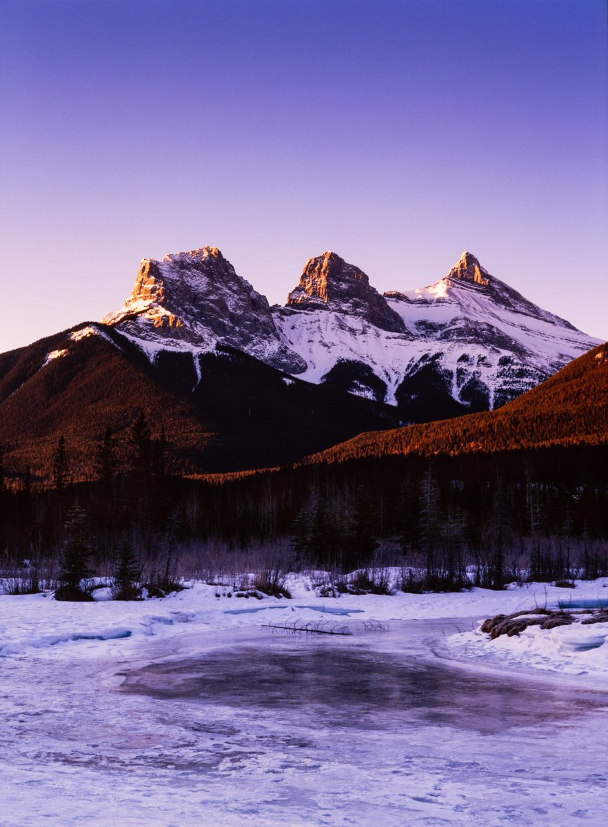 Late winter sunrise on the Three Sisters.

Shot on @KodakProFilmBiz  #ektachrome100 film. Scanned using the @negative_supply  120 pro carrier and the @cinestillfilm CS-Lite. #canadianrockies #filmlandscape #explorealberta #explorecanmore